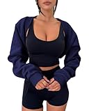 Zwurew Shrugs for Women Long Sleeve with Thumb Hole Bolero Shrug Navy Bolero Sweater for Women Arm Covers