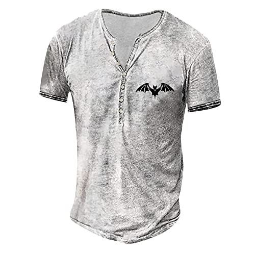 Hemd Herren Kurzarm Henley Shirt Männer Freizeithemd Vintage Casual Leicht...
