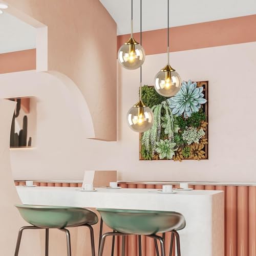 Image of Wall Lamp Chandelier Pendant Light, Home Decor for Bedroom, Living Room, Hallway, Cafe, Hotel, Restaurant (Amber Hanging LAMP Set with LED Bulb Pack of 1)