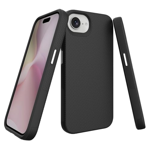 Image of NOXO Ultra-Hybrid Triangle Back Case Cover for iPhone 17e /16e, | Shockproof Design | Camera Protection | Soft TPU & Rugged PC | Bumper Case Cover for iPhone 17e /16e, (Coal Black)