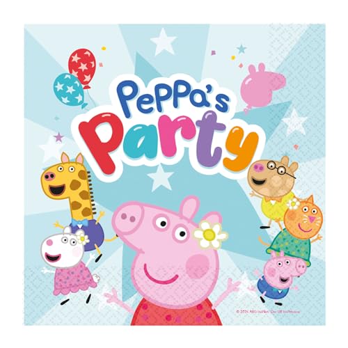 Amscan Peppa Pig 9918339 Lot de 16 serviettes de table pour fête d'anniversaire d'enfant