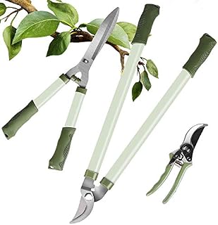 LUCKUP 3 Piece Professional Garden Tool Set Includes 25”-Lopper, 21”-Hedge Shears and 8”-Pruner