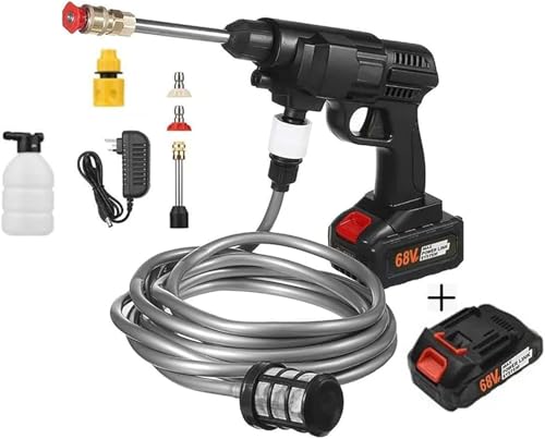 WOLF pihot 48VF Portable Battery Car Wash Cordless Gun for Home Use for Effective Cleaning of Bikes Motorcycles Cars Floors Driveways Gardens With Two Battery Black