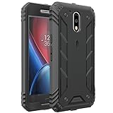 Poetic Moto G4 Plus Case, Revolution Series, Premium Rugged, Shock Absorption and Dust Resistant, Complete Protection Hybrid Case with Built-In Screen Protector - Black