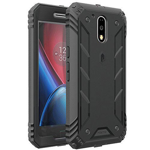 Poetic Moto G4 Plus Case, Revolution Series, Premium Rugged, Shock Absorption and Dust Resistant, Complete Protection Hybrid Case with Built-in Screen Protector - Black