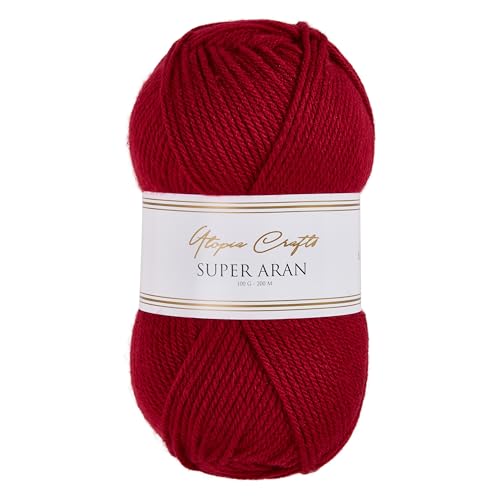 Utopia Crafts Super Aran Fil à tricoter et crochet 100 g (rouge rubis)