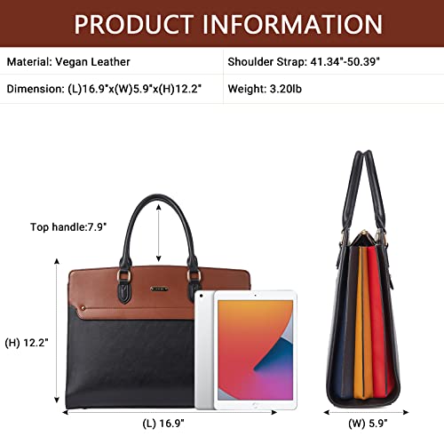 Image of Telena Laptop Tote Bag for Women, 15.6 Inch Shoulder Tote Bag Leather Briefcase for Women, Large Capacity Handbag Bags | 15.6 Inch
