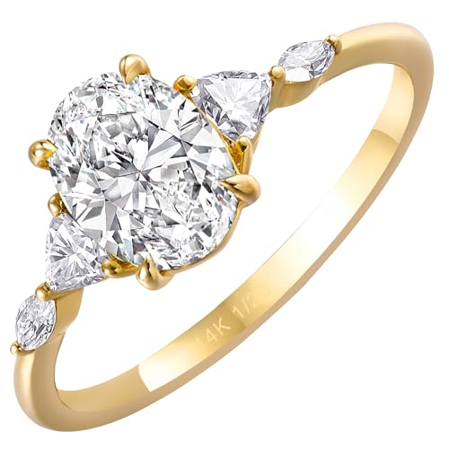 Moissanite Engagement Ring for Women 14K Gold Vermeil 925 Sterling Silver Wedding Promise Ring April Birthstone Valentine's Day Mother's Day Anniversary Christmas Gift for Her Size 5 to 12