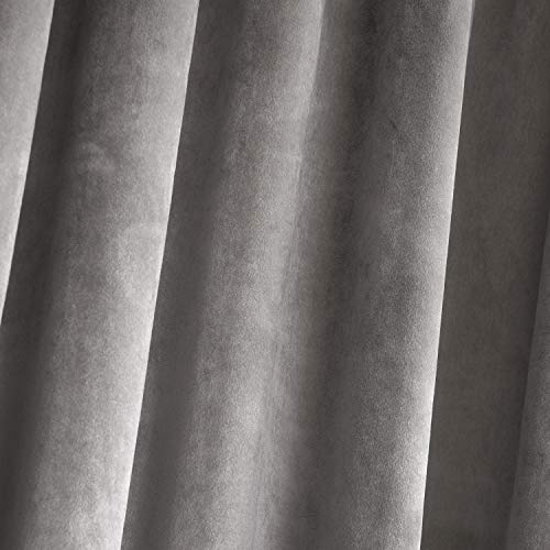 Roslynwood Home Living Room Sliver Velvet Curtains - Sound Reducing Heavy Matt Solid Rod Pocket Drapes/52Wx84L Sliver, 2 Panels