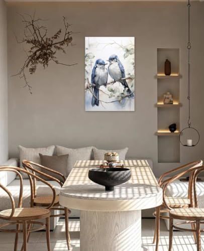 Lienzo de pájaros azules moderno para renovar tu sala de estar, 40x60 3