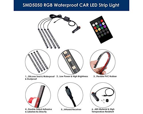 Image of WolkomHome - LED RGB Car Interior Decorative Atmosphere Strip Music reactive Sounds Active Disco Equalizer Best Light for Tata Indigo CS