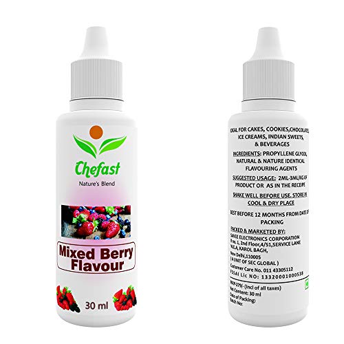Image of Chefast Mixed Berry Flavour Baking Essence for Cake, Ice-Cream, Chocolates, Milkshakes- 30ML ( Use 2-3 Drops Essence for 250 Grm Cake)