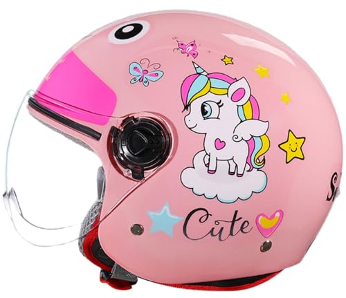 Casco De Moto para Niños, Niñas, Niños, Casco Jet Infantil Homologado ECE con Visera, Casco De Scooter, Casco De Scooter Infantil, Casco De Ciclomotor, Casco De Bicicleta J,49-55CM