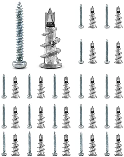 QWORK® 20 Pièces Chevilles en Métal, Chevilles en Métal, avec Vis, pour Les Fixations De Plaques De Plâtre DIY