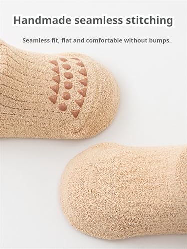 Toddler Knee High Socks with Grips Thick Warm Baby Non Slip Knee Pads for Crawling Newborn Infant Stockings 5 Pairs4