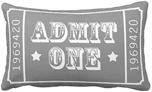 Whimsical Circus Theatre Ticket Admit One' Polyester Throw Pillow Cover 12 x 20 Inches