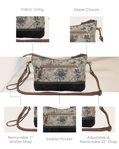 Image of Myra Bag Floral Purses for Women - Canvas Floral Purse with Genuine Leather Accents, Casual Everyday Women's Flower Bag