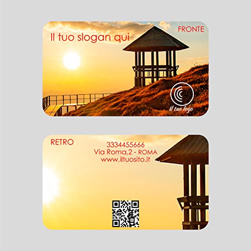 GFD - Card in PVC con Foto - Personalizzabile con il tuo logo e testo - Include 10 unità - Perfetto come biglietto da visita oppure come biglietto da auguri - Made in Italy