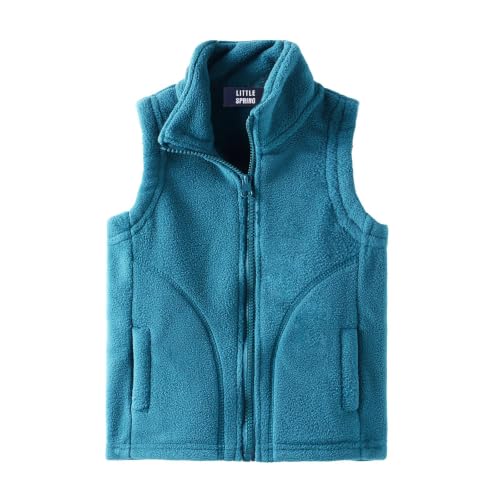 Image of LittleSpring Boys Girls Fleece Vest Sleeveless Jacket Full-Zip Fall Winter Warm Outerwear