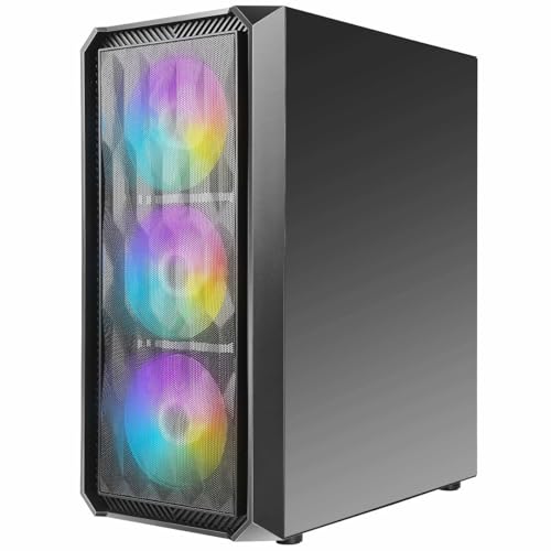 Image of Antec NX292 ARGB ATX Mid-Tower Case, Tempered Glass Side Panel, Full Side View, Pre-Installed 3 x 120mm ARGB Fans in Front & 1 x 120mm ARGB Fan in Rear