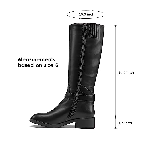 DREAM PAIRS Women's Knee High Riding Boots Comfortable Low Chunky Heel Side Zipper Round Toe Casual Classic Ranching3