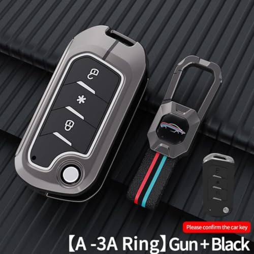 Image of BKN Luxury Metal Soft Car Key Cover Shell with Keychain Compatible with Mahindra Scorpio N | 3XO | XUV 300 | Marazzo | XUV 700 | XUV 400 ev | Bolero | Thar Roxx 3 Button Flip Key