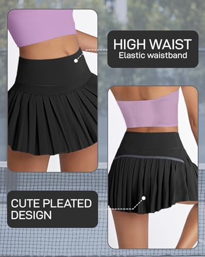 KOLAOYEP Minissaia feminina de tênis plissada para golfe com shorts cintura alta para treino atlétic