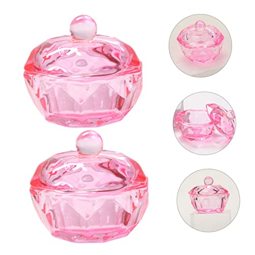Healeved 2pcs Pink Crystal Dappen Dish con Tapa miniatura 2