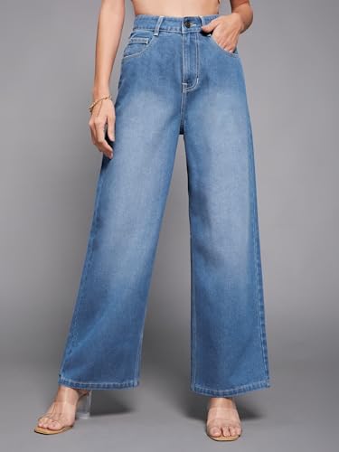 Image of Miss Chase Women's Skinny Fit High Rise Regular Length Stretchable Denim Jeans (MCSS25DEN66-72-553-36, Yonder Blue, 36)