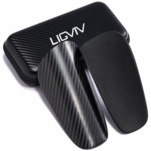 Espinilleras de fútbol ligeras de fibra de carbono con funda de transporte para niños y adultos