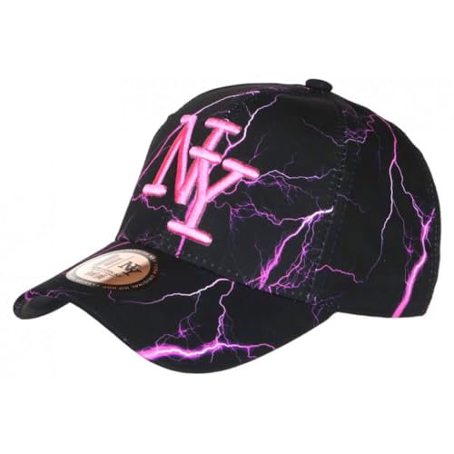 Hip Hop Honour Casquette Enfant Rose Fluo Noire Originale Eklyr NY Baseball 7 a 12 Ans - Taille Unique - Rose