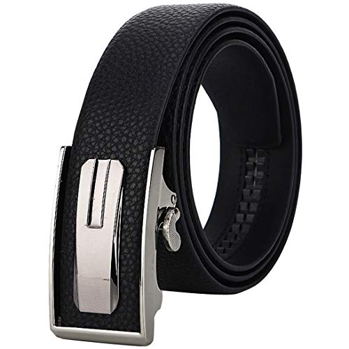 Ceinture cuir vachette véritable ADU noir à cliquet automatique élégante