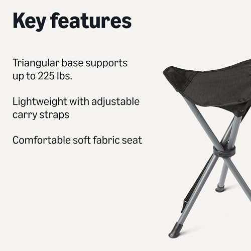 Image of Amazon Basics Portable Camping Stool, Collapsible, Lightweight, for Hiking, Hunting, Fishing, Black