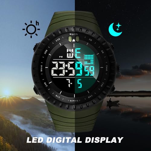 KXAITO Men's Watches Sports Outdoor Waterproof Military Watch Date Multi Function Tactics LED Face Alarm Stopwatch for Men 6256