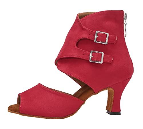 Sandales de danse latine rouge en 37.5 EU avec double boucle pour femme