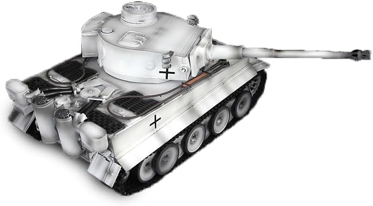 Heng Long, 1/16 RC Tank Snow German Tiger I 7.0 Plastic Ver RTR 340° Rotating Turret 3818 Model Idle Smoking Metal Road Wheel SuspensionBB Shooting Airsoft Tank that Shoot