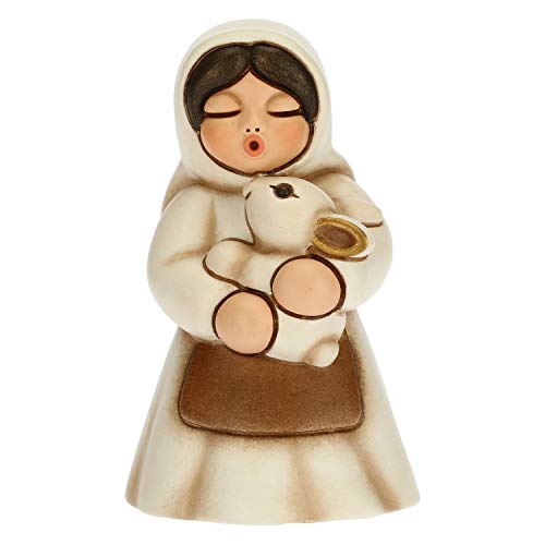 MATERIALI: Ceramica THUN - Statuina Presepe Donna con Coniglio - Decorazioni Natale Casa - Linea Presepe Classico, Variante Bianca - Ceramica - 5 x 5 x 8 h cm