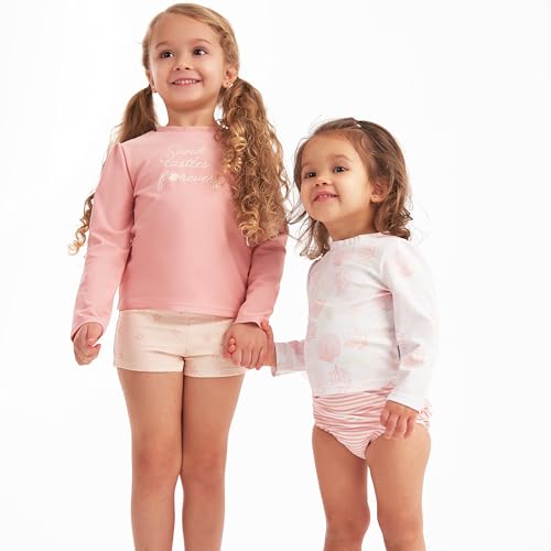 Image of Gerber Baby Girls' Toddler Long Sleeve One Piece Rashguard Swimsuit