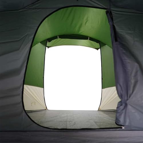 Tente tunnel 4 personnes verte en polyester imperméable pour camping - 7