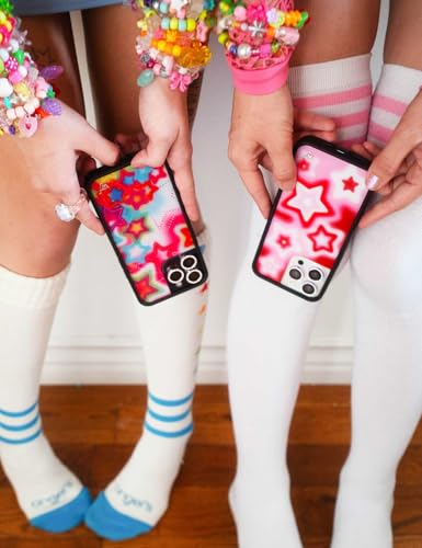 Image of Wildflower Cases - Compatible with iPhone 16 Pro Max | Protective Black Bumper, 6.5ft Drop Test Certified, Women Owned Small Business | Red Pink White Space Aesthetic Cute Trendy | Red Dream Star