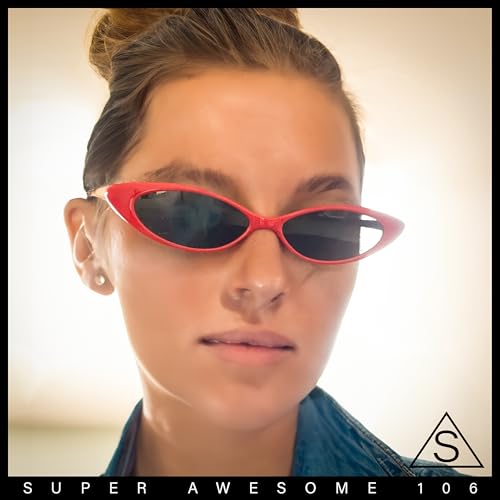 SA106 Womens Narrow Thin Cat Eye Plastic Gothic Retro Sunglasses4