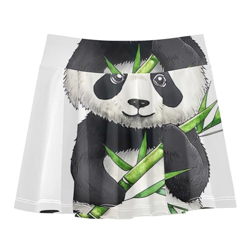 Joisal Tennis Skirts Toddler Watercolor Cartoon Panda Bear White Athletic Shorts Girls Skorts Breathable Pleated 4t