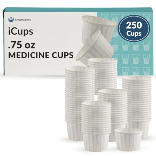 Paper Medicine Cups .75 oz - 250 Disposable Souffle Cups for Medicine Distribution Pills and Liquids - Samples for Ketchup and Condiments