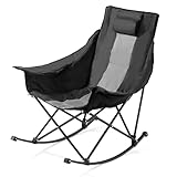 VEVOR Sedia a Dondolo da Campeggio, Sdraio a Dondolo Pieghevole Portatile, Sedia Reclinabile da Giardino con Portabicchieri e Tasca, Carico max. 100kg, Sdraio da Campeggio Balcone, Giardino immagine