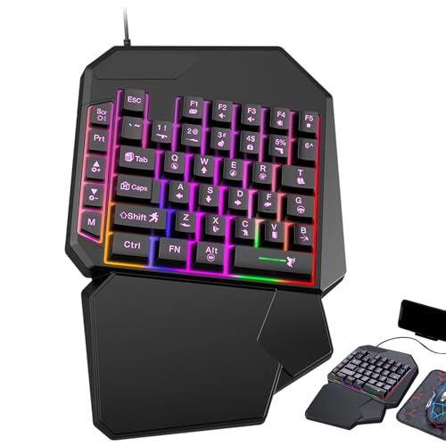 Teclado de juego ergonómico con una mano: teclado de juego programable para dispositivos móviles y PC | GamePad Professional Plug & Play con claves personalizables para FPS, MMO, MOBA y juegos competi