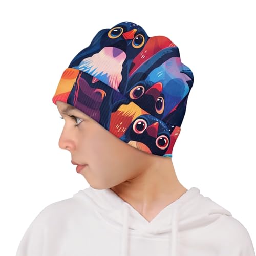 Kids Graphic Skull Winter Caps for Boys Fall Soft Lightweight Slouchy Cuffed Knit Hat Girls Cute Warm Beanie Hats3