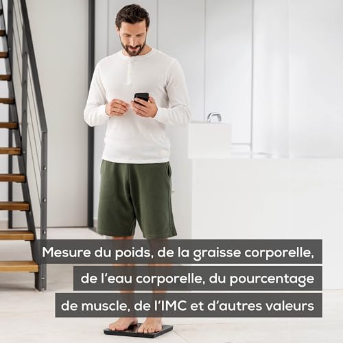 Beurer BF 500 pèse-personne numérique avec Bluetooth & application, mesure de la graisse corporelle, pourcentage de muscle, besoin en calories, etc. transfert de données vers Apple Health & co.