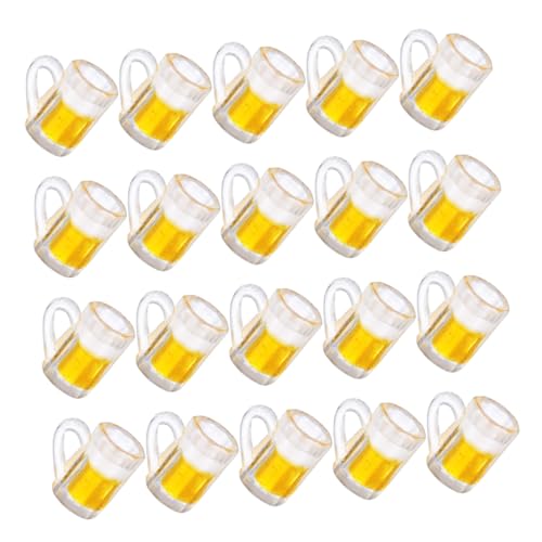 FRCOLOR Ensemble de 24 Mini Gobelets à Bière en Résine Jaune, Petites Tasses Décoratives pour Maison de Poupée, Accessoires pour Micro-paysages et Loisirs Créatifs
