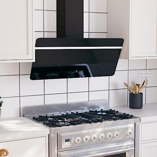 Campana extractora pared acero y vidrio templado negro 90 cm, LAPOOH Extractor Cocina - SPU:51673
