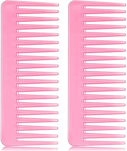 Patelai 2 Pcs 6.1" Wide Tooth Comb, Pink